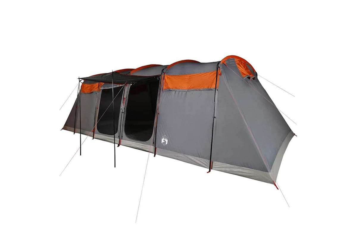 Vidaxl Family Tent Tunnel 8-person Grey And Orange Waterproof