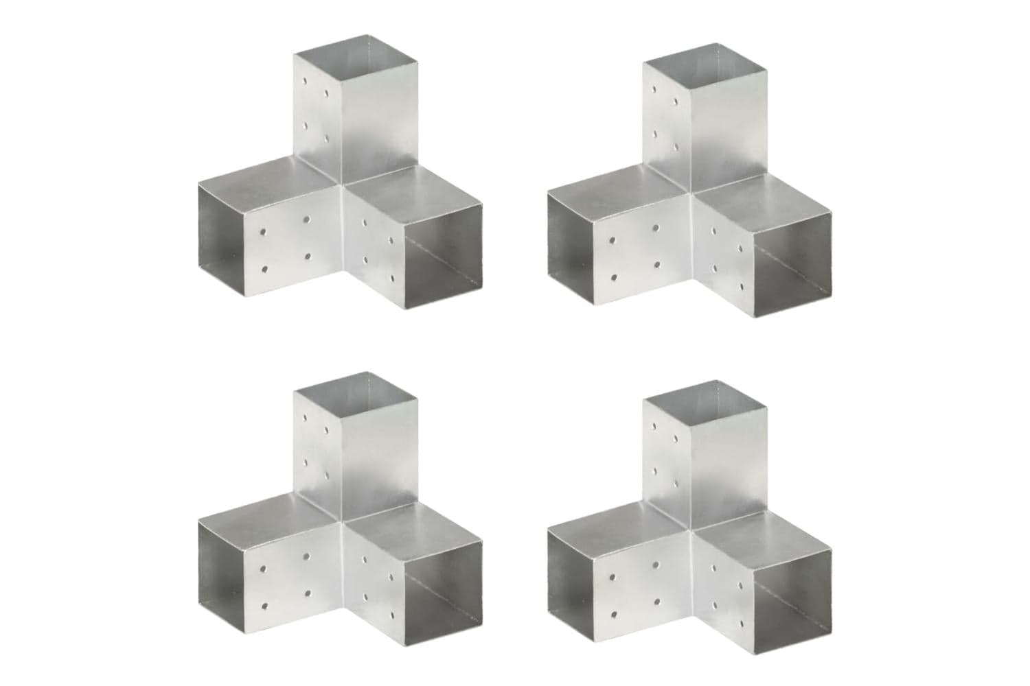 vidaXL 145466 Post Connectors 4 Pcs Y Shape Galvanised Metal 81x81mm
