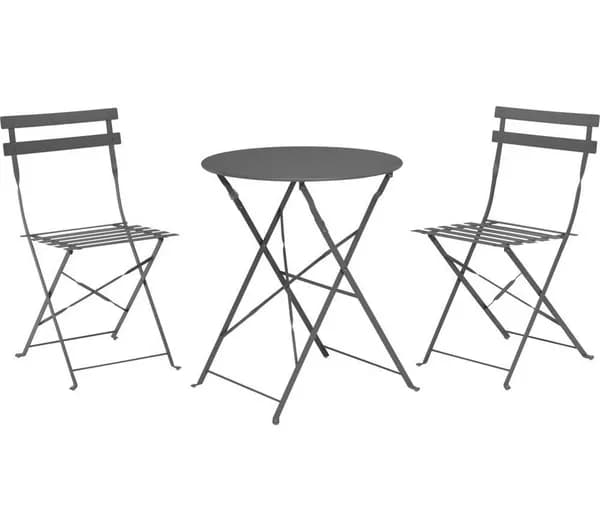 AMBIENCE 3 Piece Bistro Garden Set - Matt Dark Anthracite