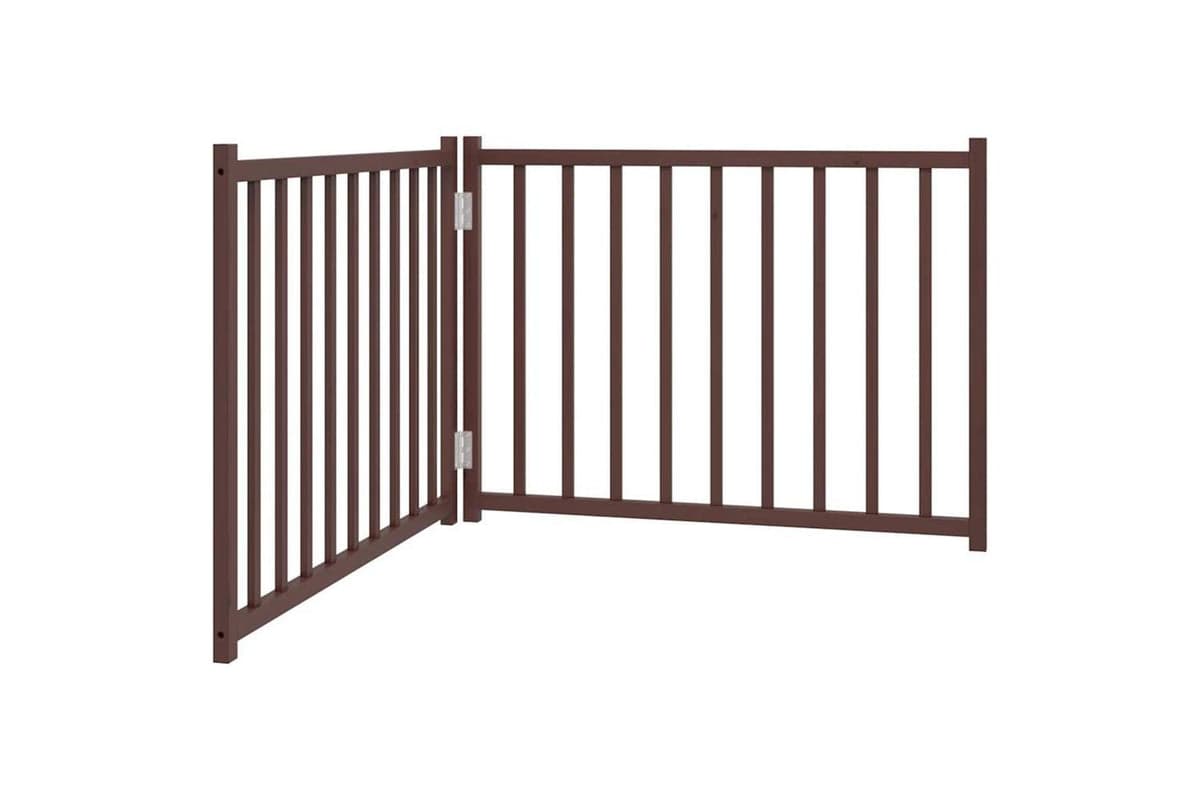 Vidaxl Dog Gate Foldable 2 Panels Brown Oak 160 Cm Solid Wood Fir