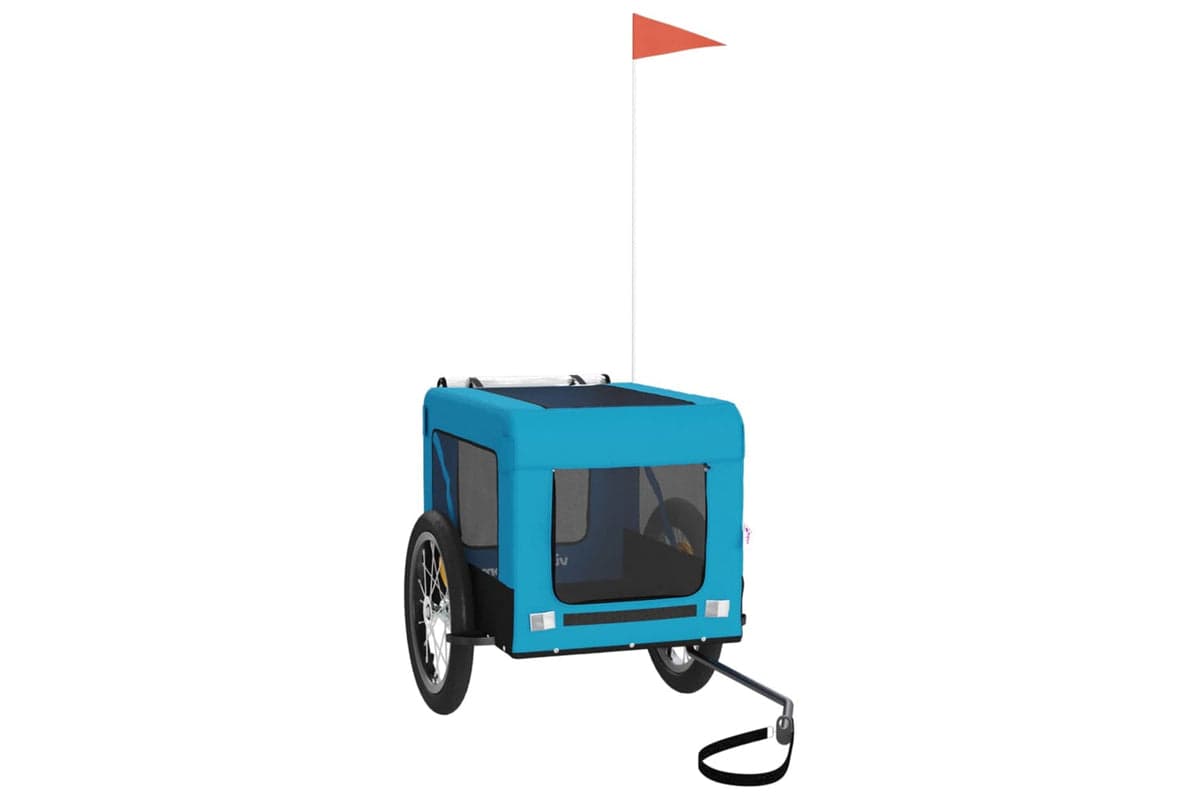 Vidaxl 93918 Pet Bike Trailer Blue And Black Oxford Fabric&iron