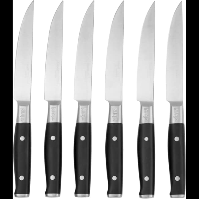 Ninja Foodi StaySharp Steak Knives - 6 Piece Set | Silver/Black | K32106UK