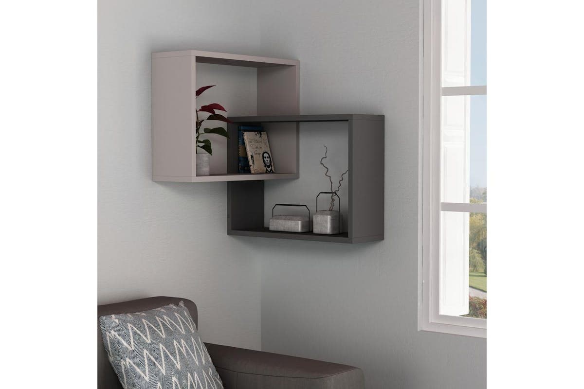 Decortie Ring Corner Wall Mounted Bookcase | Modern Display Unit | Engineered Wood | 60cm