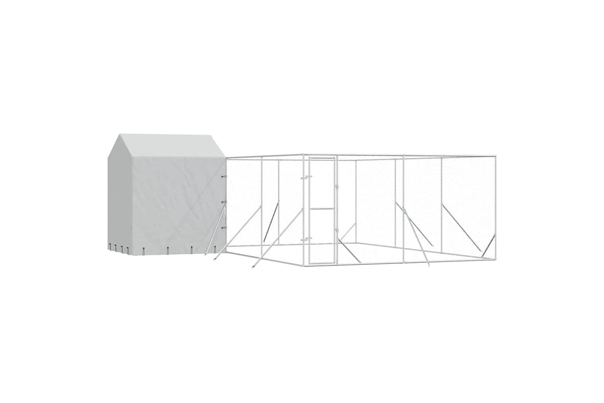 Vidaxl 3190479 Outdoor Dog Kennel With Roof Silver 6x6x2.5 M Galvanised Steel