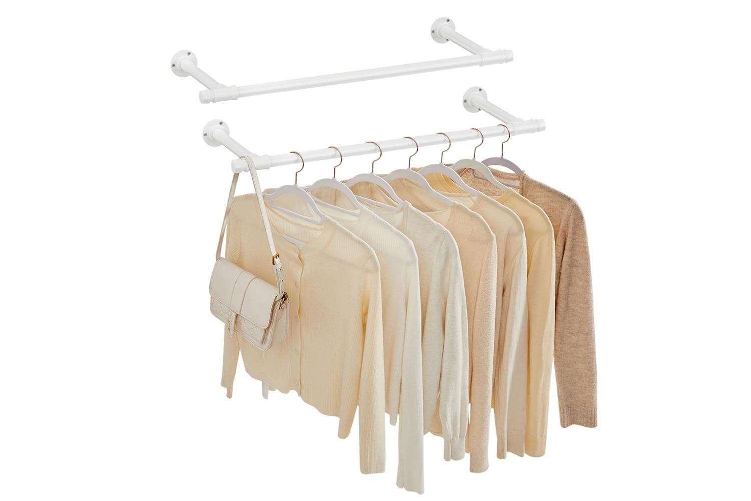 2 Pack Clothes Rack Wall-mounted | Garment Rack | Steel | 30 X 84 X 7 Cm
