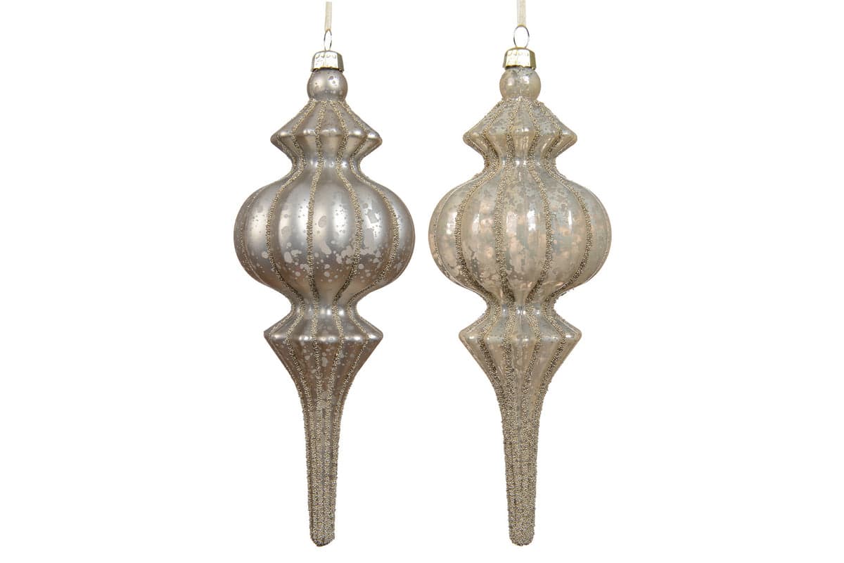 Glitter Ornament Assortment of 2 | Pearl | 17 cm