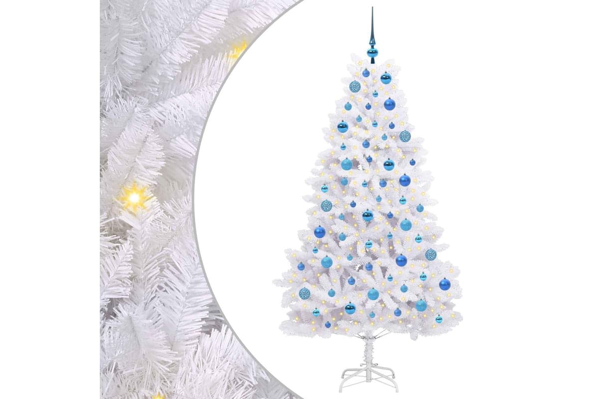 Vidaxl Artificial Hinged Christmas Tree White 180 Cm Pvc And Steel