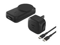 BELKIN - UltraCharge wireless charging stand - 3-in-1, magnetic, foldable, with Qi2 - + AC power adapter - 25 Watt - MFI Certified