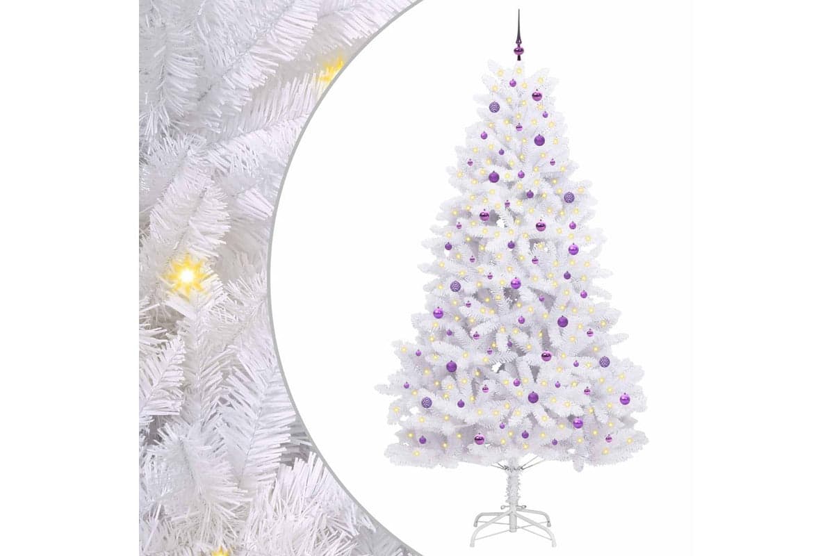 Vidaxl Artificial Hinged Christmas Tree White 270 Cm Pvc And Steel