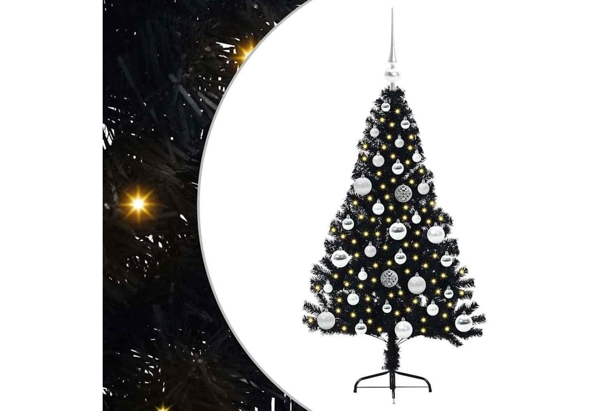 Vidaxl Artificial Pre-lit Christmas Tree Black 120 Cm Pvc
