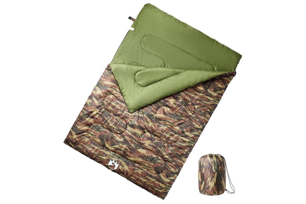 Vidaxl Double Sleeping Bag With Pillows For Adults Camping 3-4 Seasons
