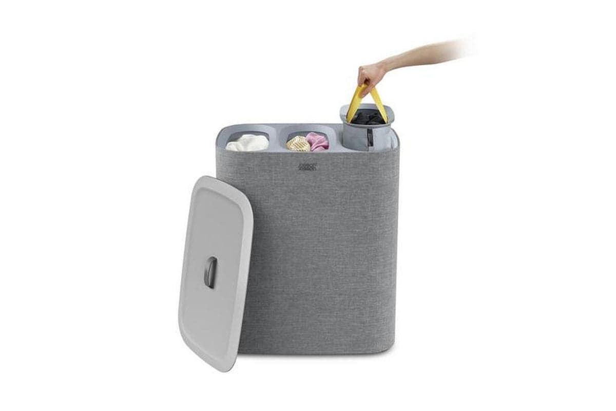 Joseph Joseph | 50024 | Tota Trio Grey 90l Laundry Basket, Sorted & Separated Laundry Hamper With Removable Bags
