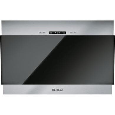 Refurbished Hotpoint PHVP64FALK 60cm Angled Cooker Hood Black Glass & Stainless Steel
